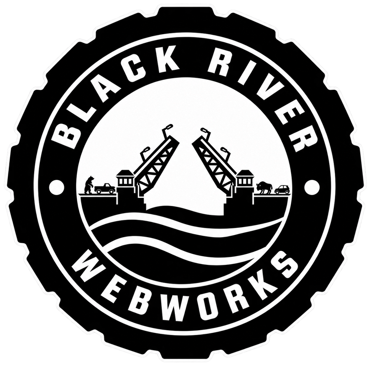 Black River Webworks — Akron tire-ring logo
